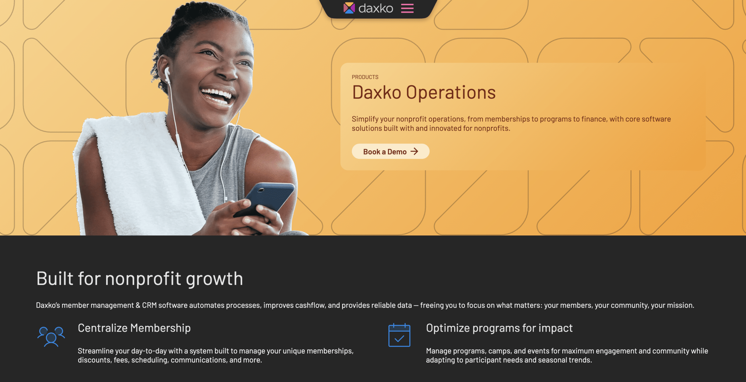Screenshot of Daxko Operations Homepage